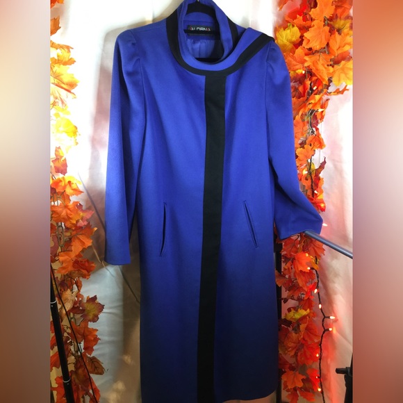 Alorna | Women’s Vintage Blue/Black 100% Pure Wool Trench Coat - Picture 8 of 14